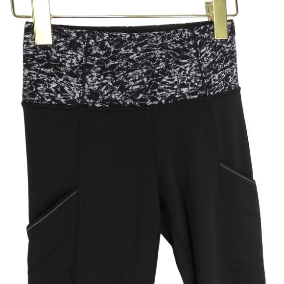 Lululemon Fresh Tracks Tight Black & White Waistband Full Length Leggings Size 2 - Picture 7 of 10